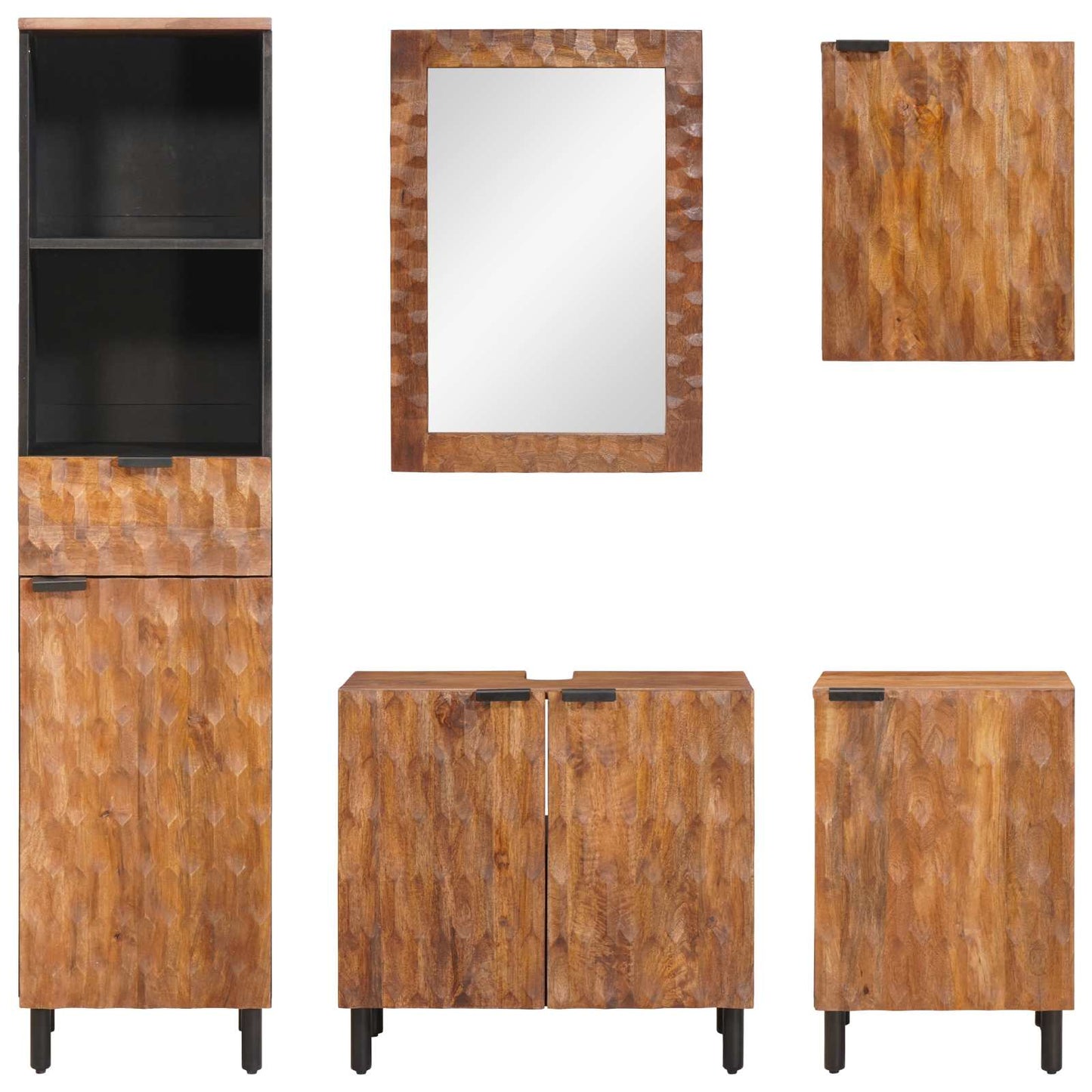 Badkamer Sets 5 pcs Acacia Bruin Winish Massief Mango Hout is nu te koop bij PeponiXL, paradijselijk wonen!