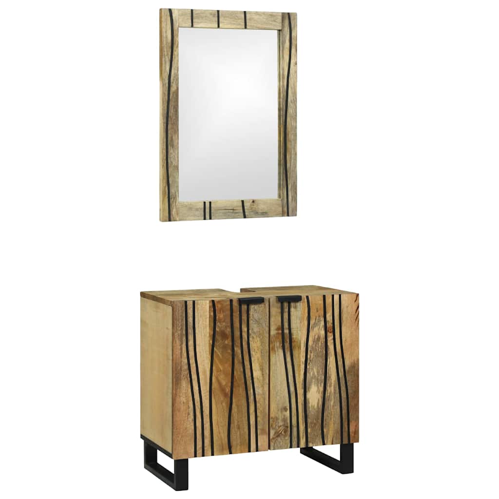 Badkamermeubelset met plank met opslag 2 pcs Bruin Bewerkt hout is nu te koop bij PeponiXL, paradijselijk wonen!