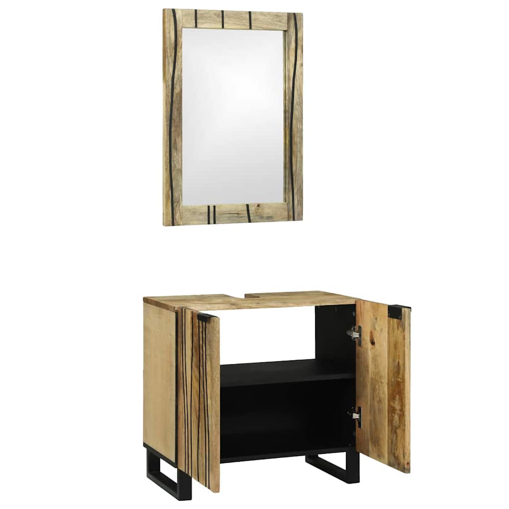 Badkamermeubelset met plank met opslag 2 pcs Bruin Bewerkt hout is nu te koop bij PeponiXL, paradijselijk wonen!