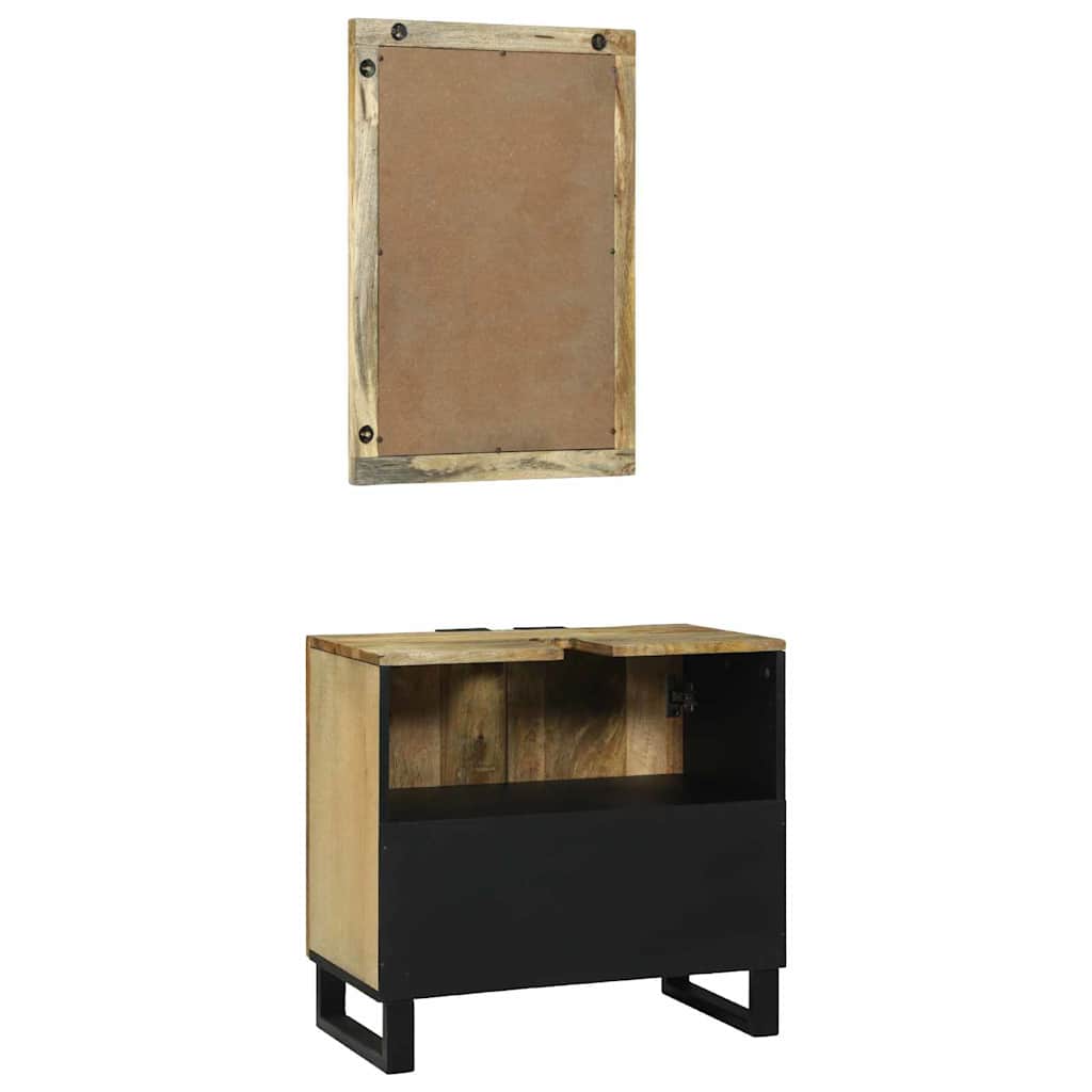 Badkamermeubelset met plank met opslag 2 pcs Bruin Bewerkt hout is nu te koop bij PeponiXL, paradijselijk wonen!