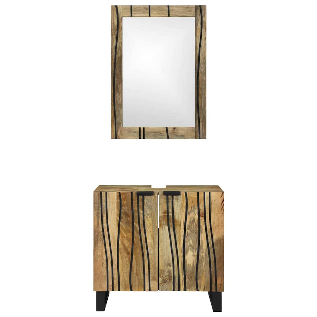 Badkamermeubelset met plank met opslag 2 pcs Bruin Bewerkt hout is nu te koop bij PeponiXL, paradijselijk wonen!