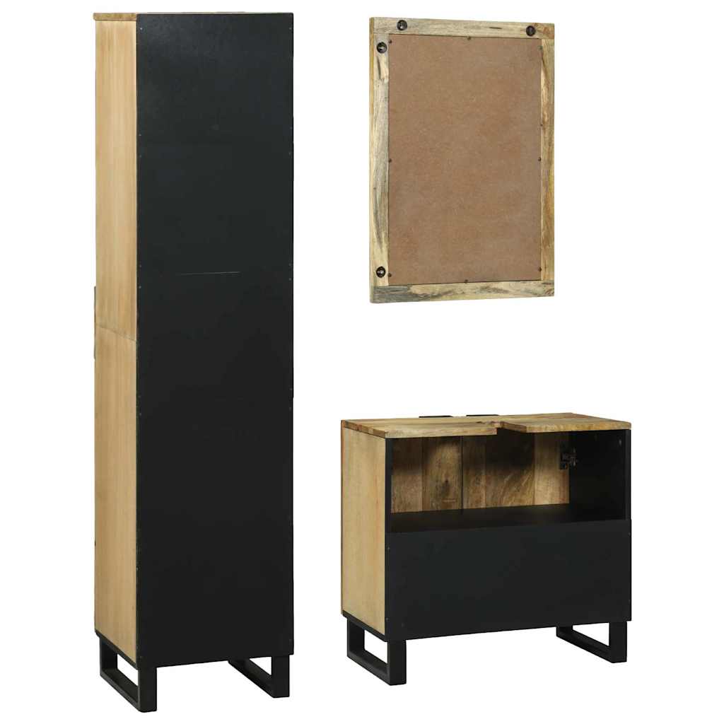 Badkamermeubelset met lade met plank 3 pcs Bruin Bewerkt hout is nu te koop bij PeponiXL, paradijselijk wonen!
