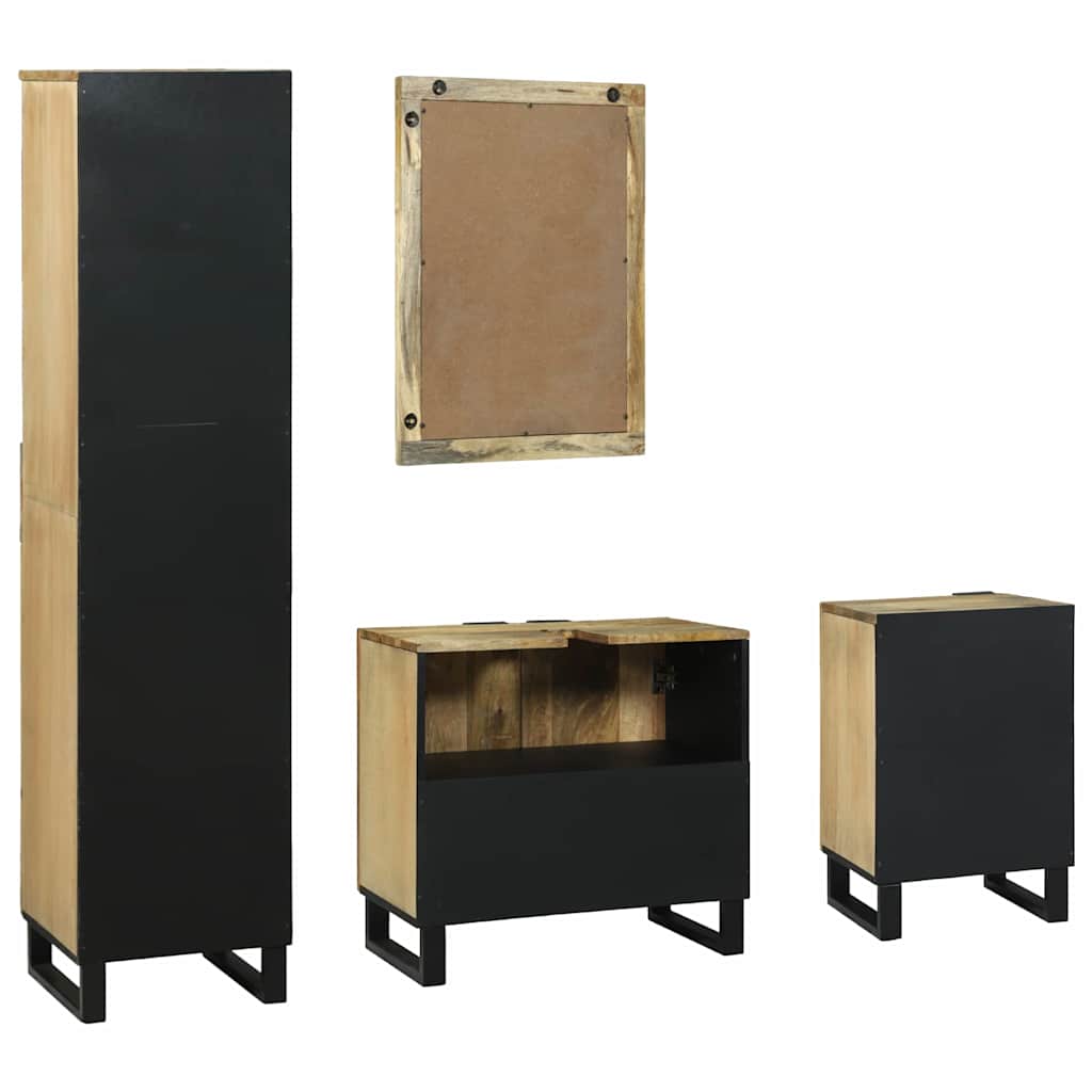 Badkamermeubelset met lade met plank 4 pcs Bruin Bewerkt hout is nu te koop bij PeponiXL, paradijselijk wonen!