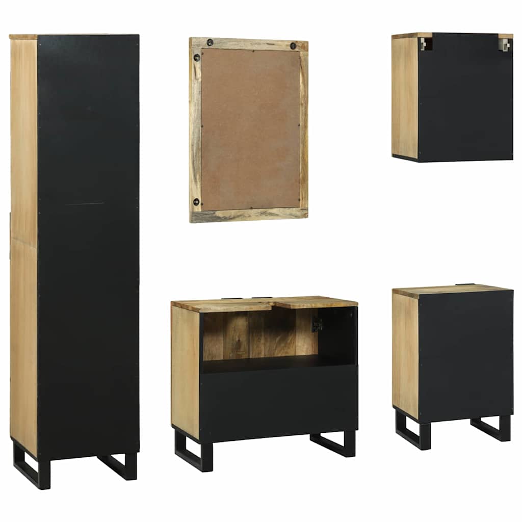Badkamermeubelset met lade met plank 5 pcs Bruin Bewerkt hout is nu te koop bij PeponiXL, paradijselijk wonen!