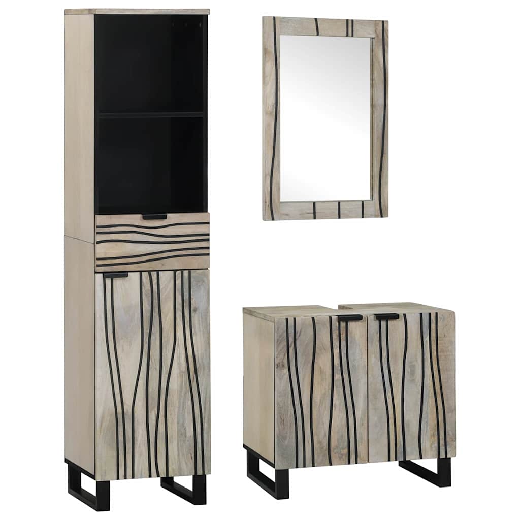 Badkamermeubelset met lade met plank 3 pcs Wit Bewerkt hout is nu te koop bij PeponiXL, paradijselijk wonen!
