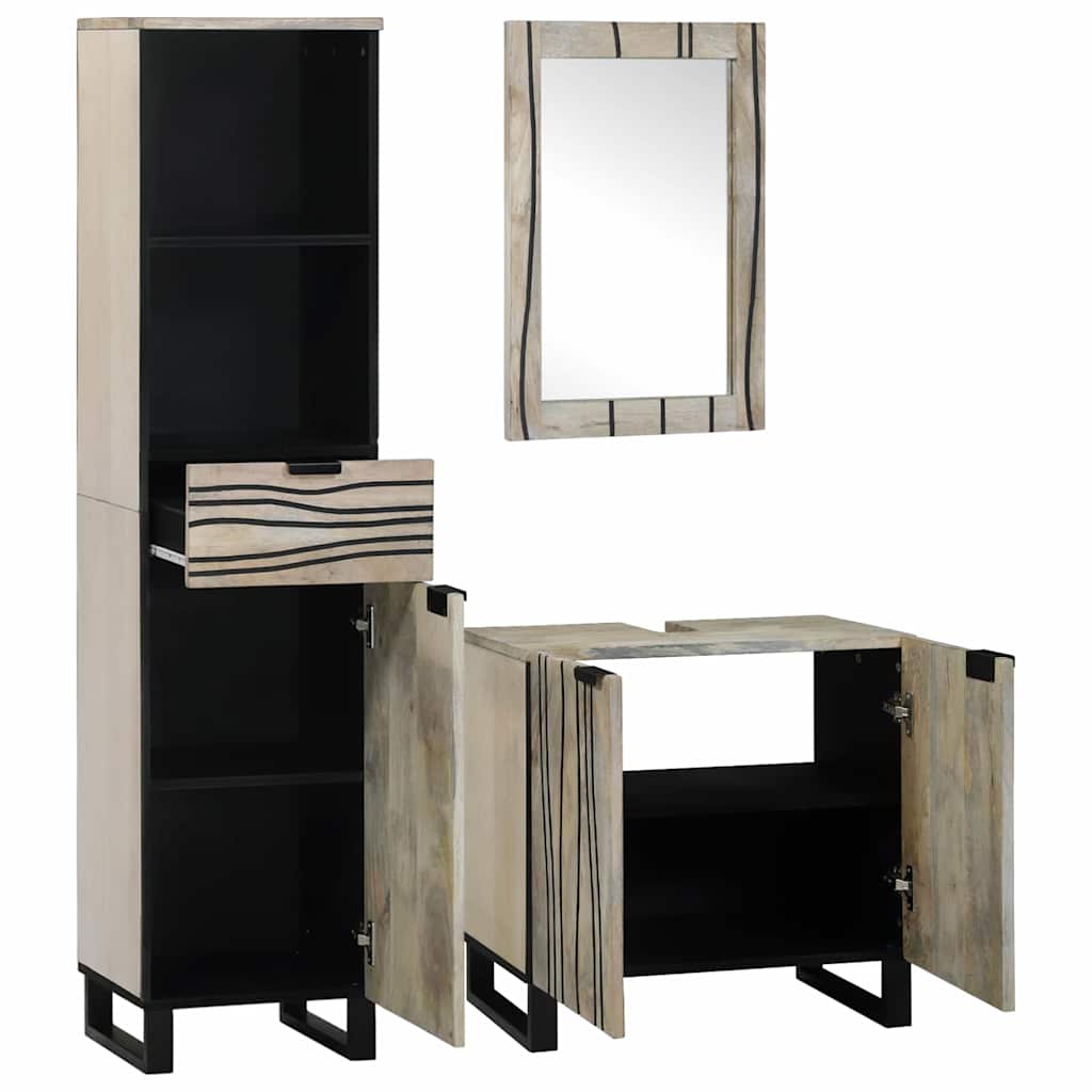 Badkamermeubelset met lade met plank 3 pcs Wit Bewerkt hout is nu te koop bij PeponiXL, paradijselijk wonen!