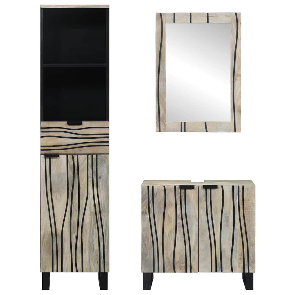 Badkamermeubelset met lade met plank 3 pcs Wit Bewerkt hout is nu te koop bij PeponiXL, paradijselijk wonen!