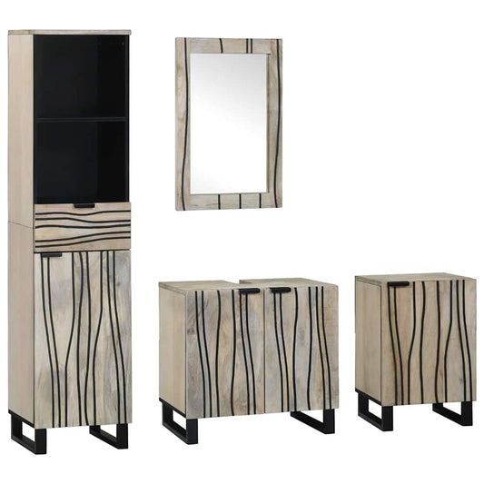 Badkamermeubelset met lade 4 pcs Walnoot Bruin Bewerkt hout is nu te koop bij PeponiXL, paradijselijk wonen!