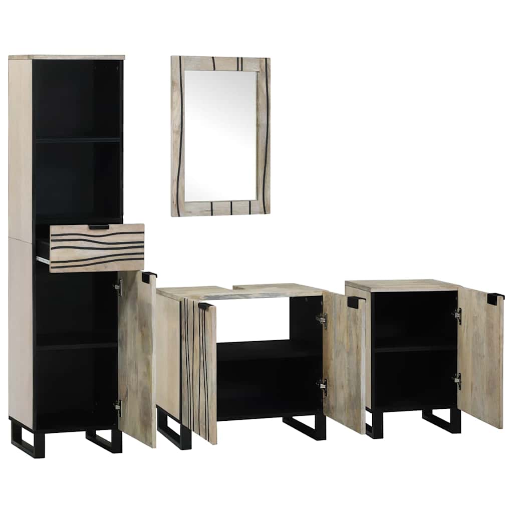 Badkamermeubelset met lade 4 pcs Walnoot Bruin Bewerkt hout is nu te koop bij PeponiXL, paradijselijk wonen!