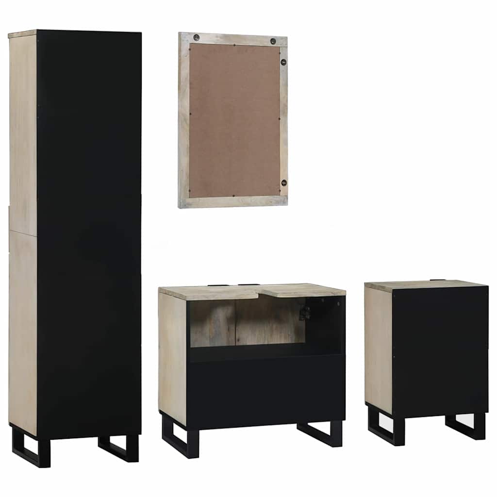 Badkamermeubelset met lade 4 pcs Walnoot Bruin Bewerkt hout is nu te koop bij PeponiXL, paradijselijk wonen!
