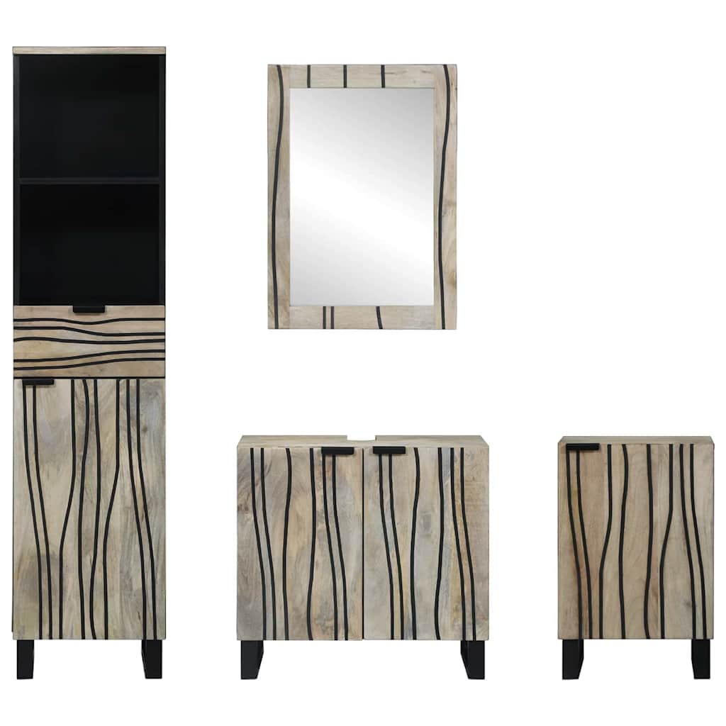 Badkamermeubelset met lade 4 pcs Walnoot Bruin Bewerkt hout is nu te koop bij PeponiXL, paradijselijk wonen!
