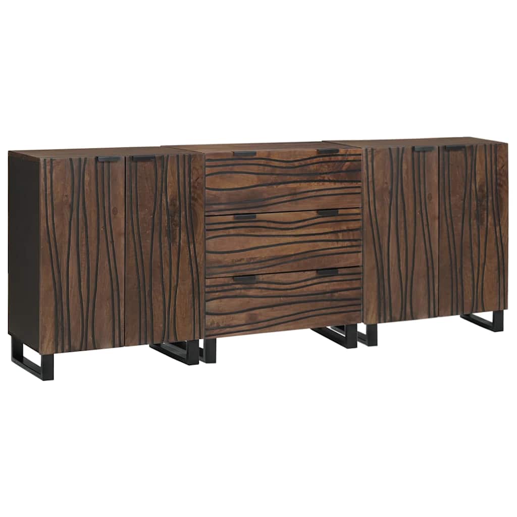 Badkamermeubelset met lade met plank 3 pcs Bruin Bewerkt hout is nu te koop bij PeponiXL, paradijselijk wonen!