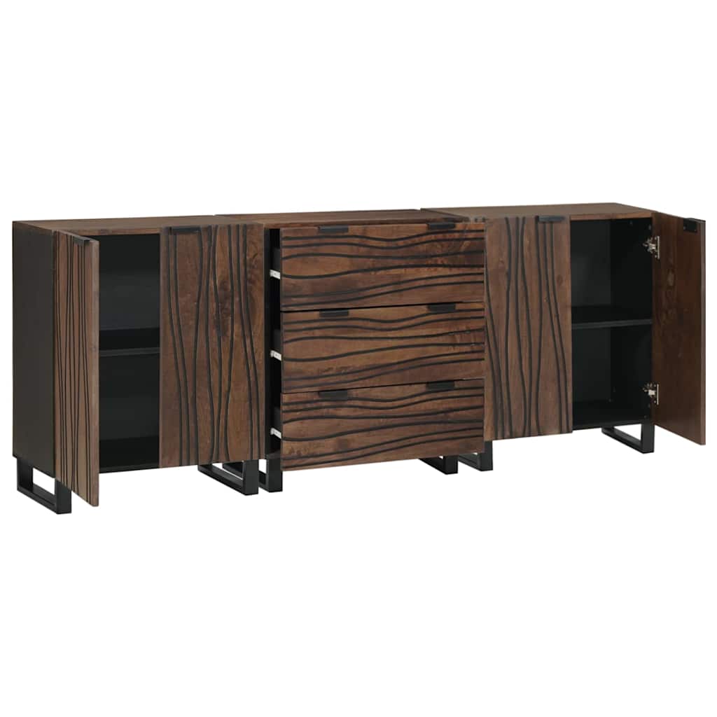 Badkamermeubelset met lade met plank 3 pcs Bruin Bewerkt hout is nu te koop bij PeponiXL, paradijselijk wonen!