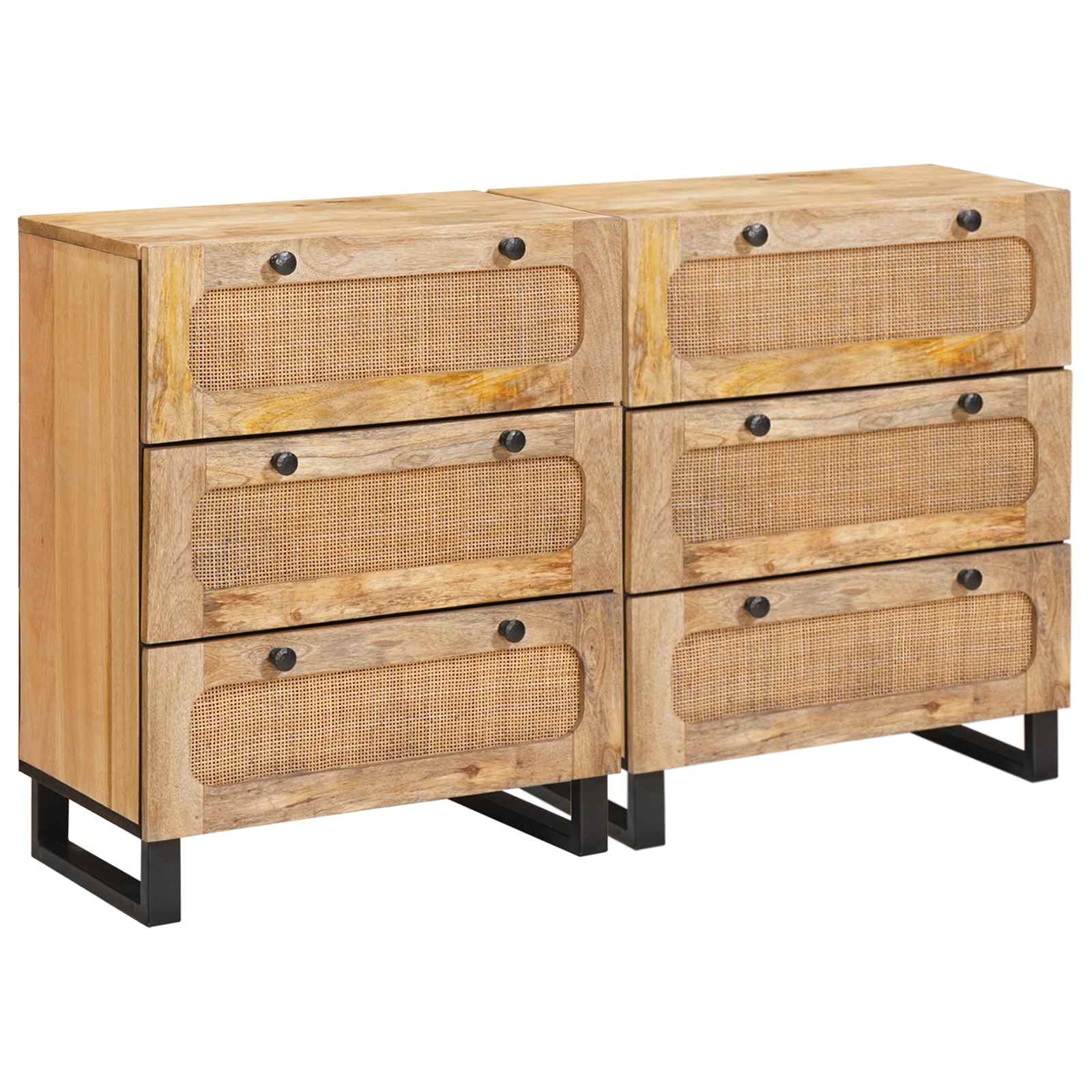 Dressoir 2 pcs Bruin 60 x 33 x 75 cm Massief Mango Hout is nu te koop bij PeponiXL, paradijselijk wonen!