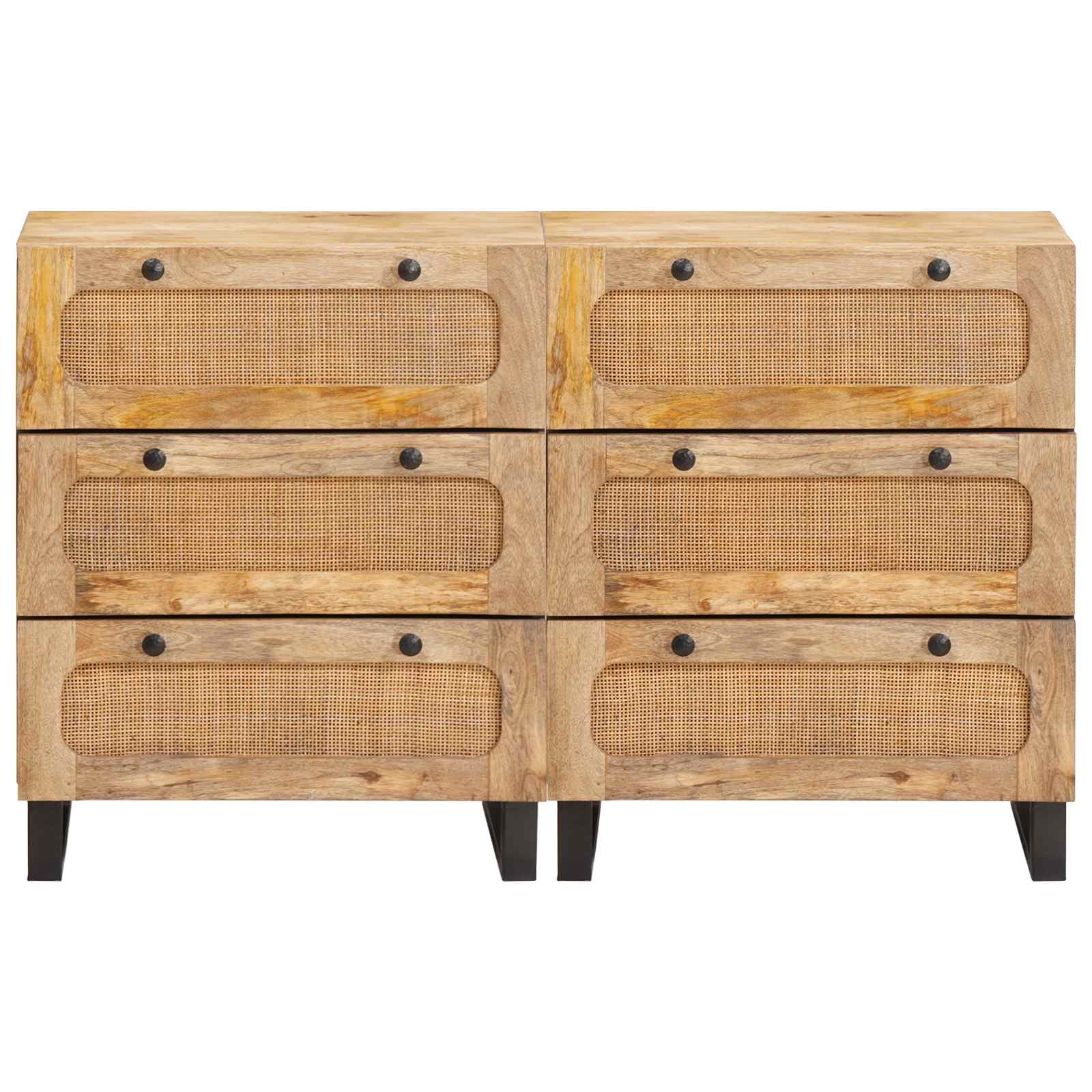 Dressoir 2 pcs Bruin 60 x 33 x 75 cm Massief Mango Hout is nu te koop bij PeponiXL, paradijselijk wonen!