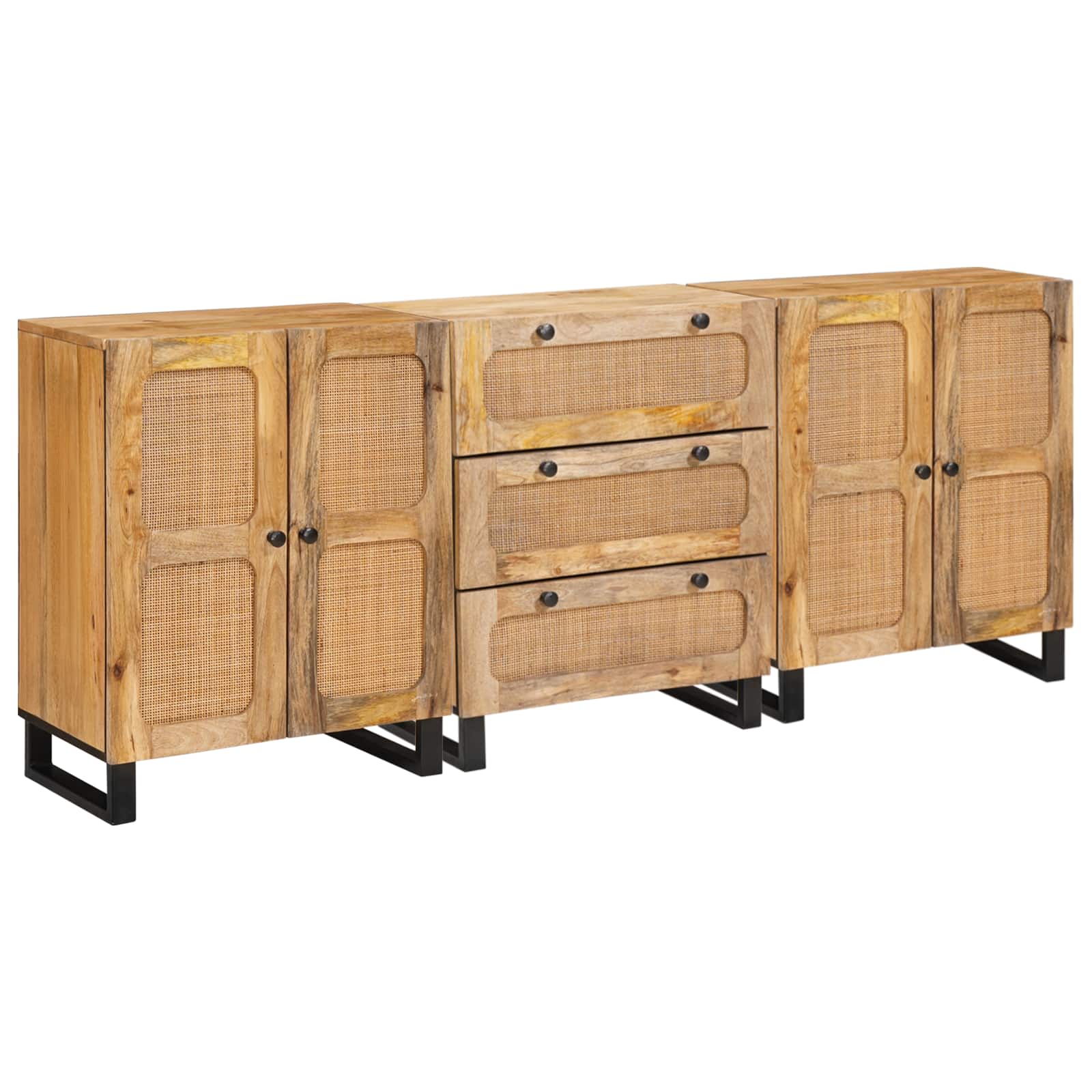 Dressoir 3 pcs Bruin 180 x 33 x 75 cm Massief Mango Hout is nu te koop bij PeponiXL, paradijselijk wonen!