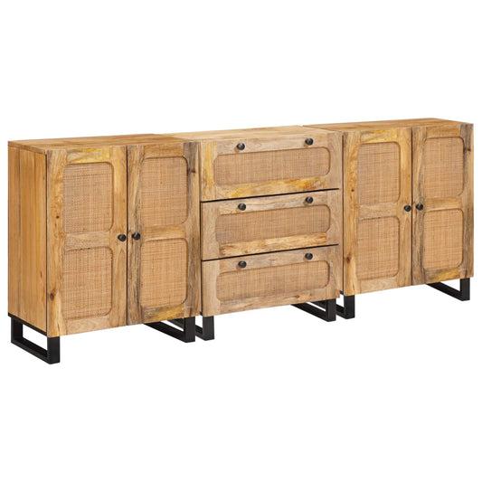 Dressoir 3 pcs Bruin 180 x 33 x 75 cm Massief Mango Hout is nu te koop bij PeponiXL, paradijselijk wonen!