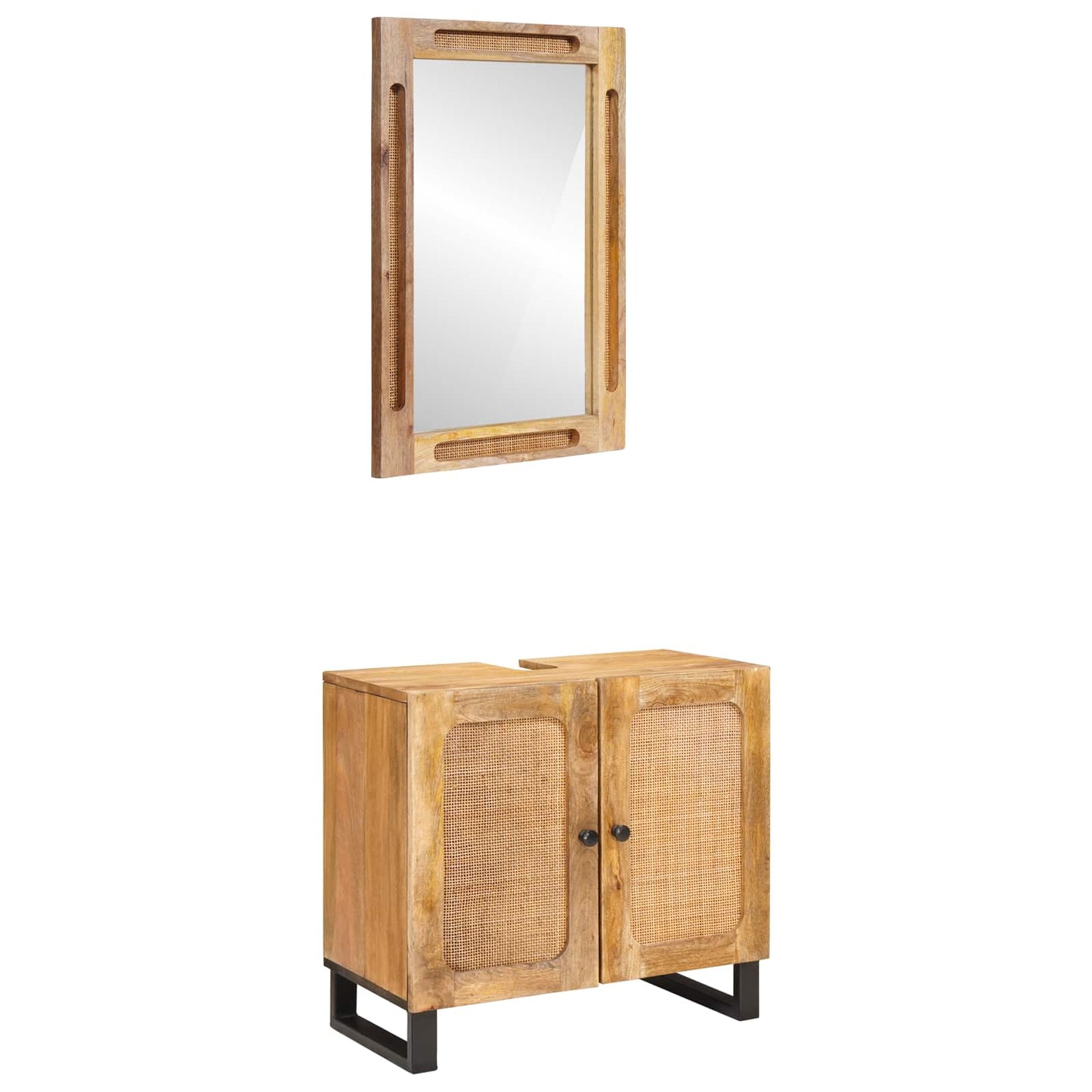 Badkamer Sets met opslag 2 pcs Bruin Massief Mango Hout is nu te koop bij PeponiXL, paradijselijk wonen!