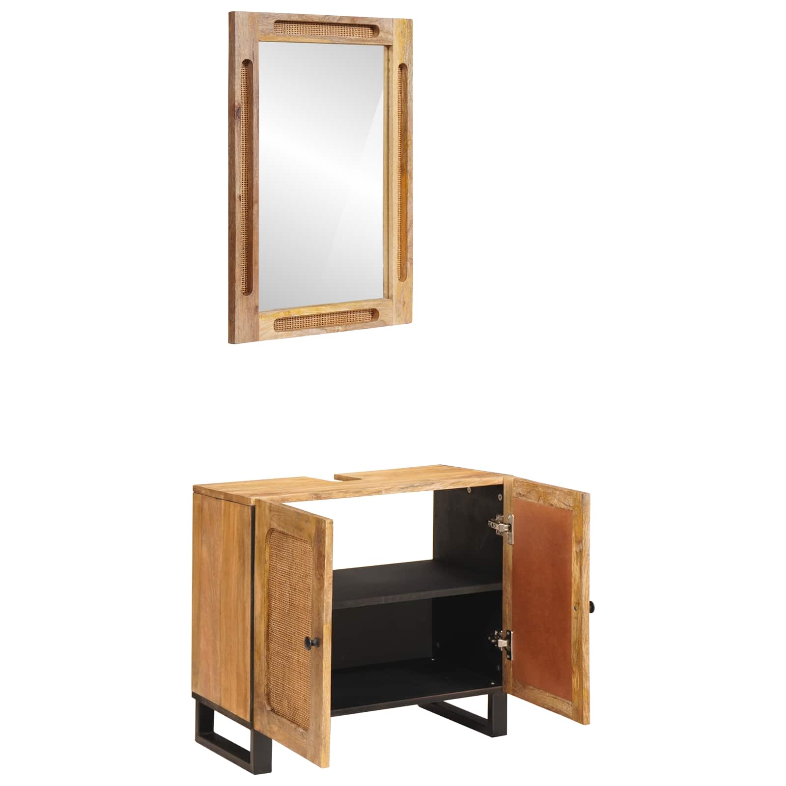 Badkamer Sets met opslag 2 pcs Bruin Massief Mango Hout is nu te koop bij PeponiXL, paradijselijk wonen!