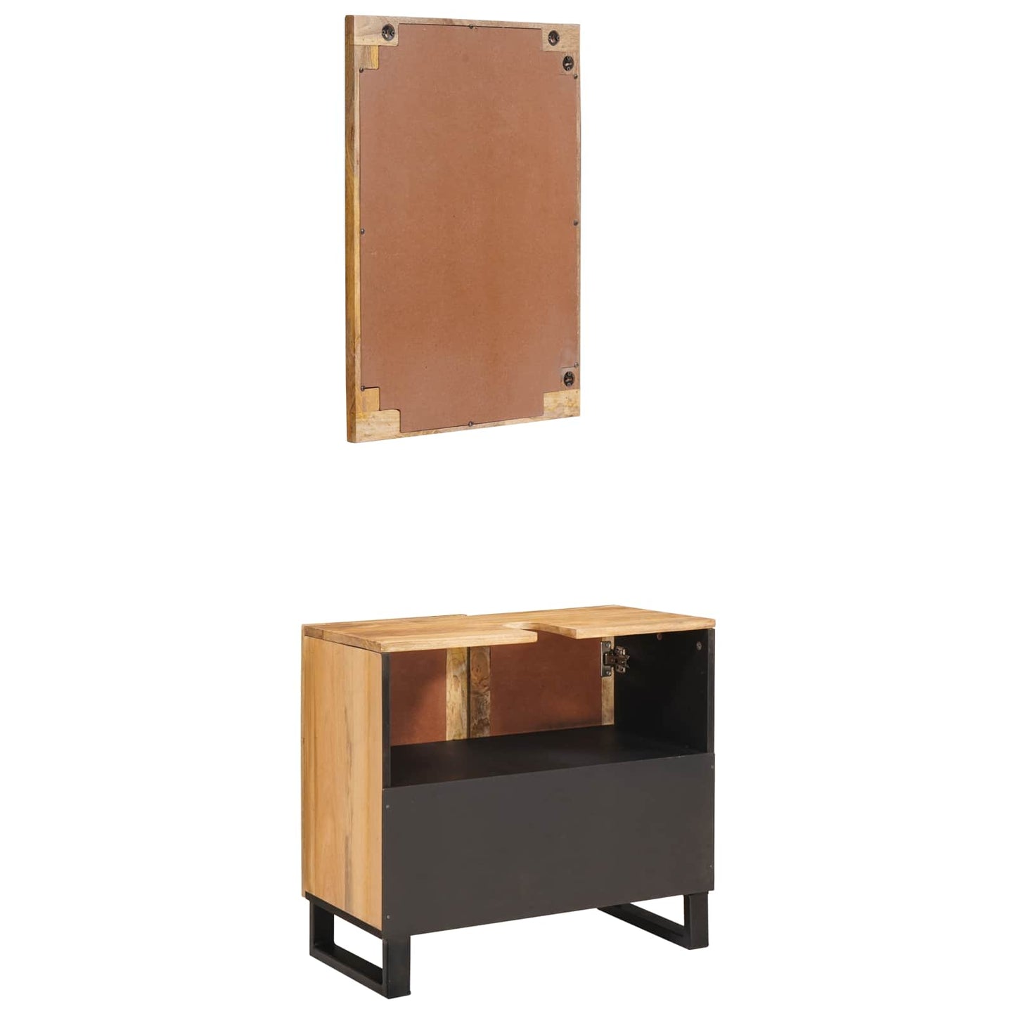 Badkamer Sets met opslag 2 pcs Bruin Massief Mango Hout is nu te koop bij PeponiXL, paradijselijk wonen!