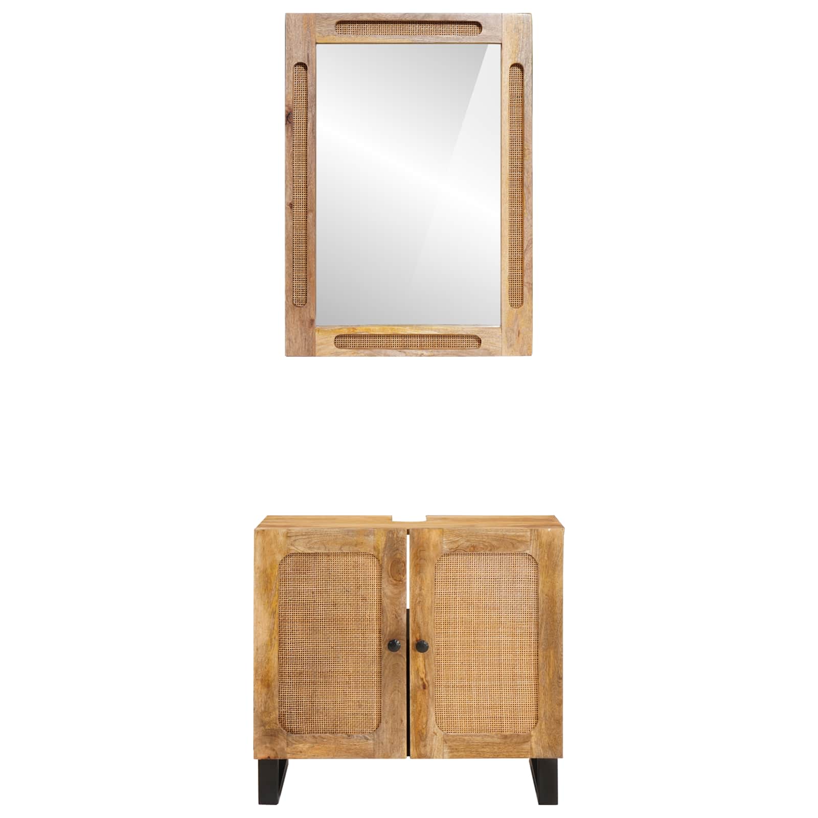 Badkamer Sets met opslag 2 pcs Bruin Massief Mango Hout is nu te koop bij PeponiXL, paradijselijk wonen!