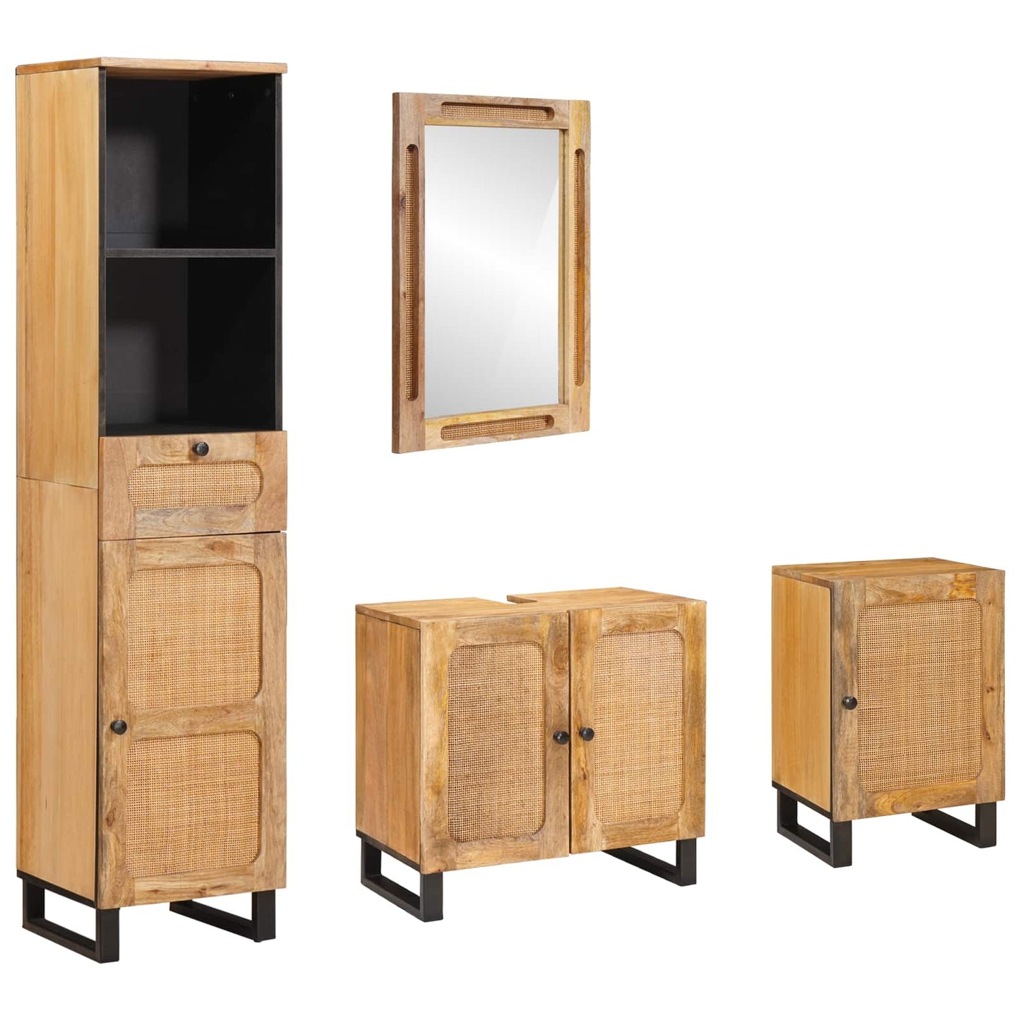 Badkamer Sets met lade met plank Naturel Massief Mango Hout is nu te koop bij PeponiXL, paradijselijk wonen!