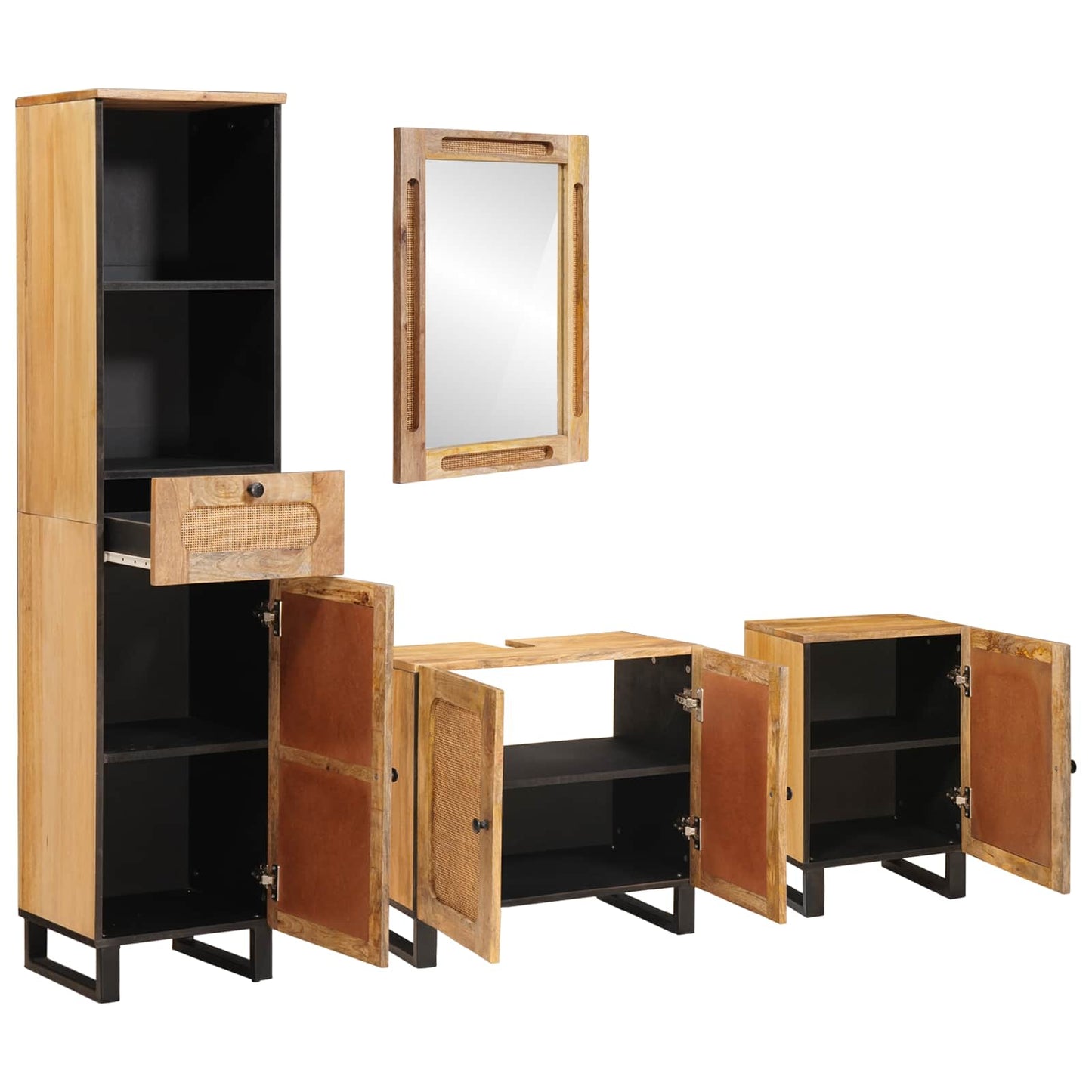Badkamer Sets met lade met plank Naturel Massief Mango Hout is nu te koop bij PeponiXL, paradijselijk wonen!