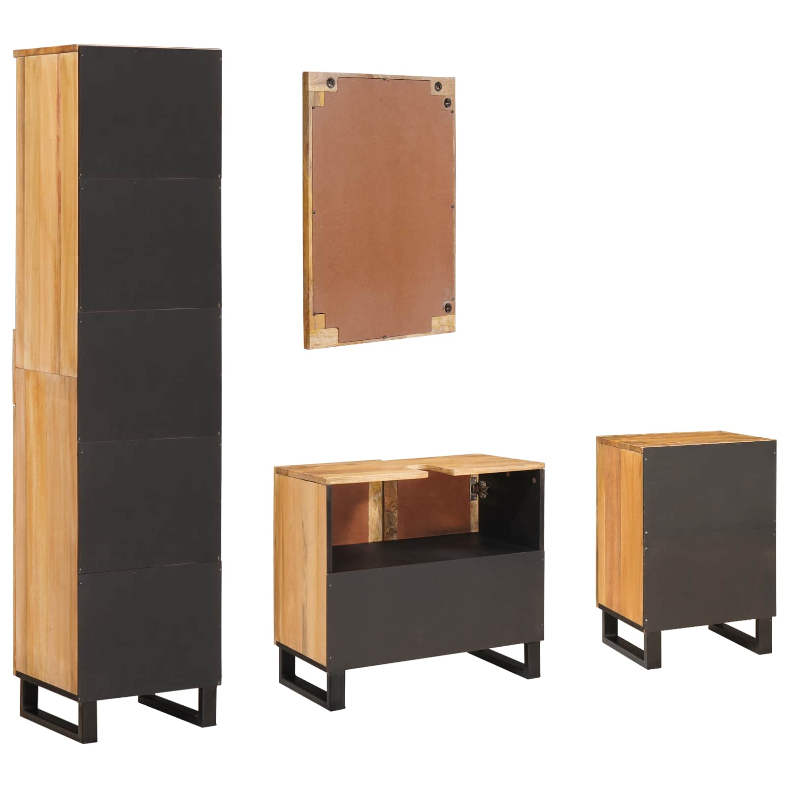 Badkamer Sets met lade met plank Naturel Massief Mango Hout is nu te koop bij PeponiXL, paradijselijk wonen!