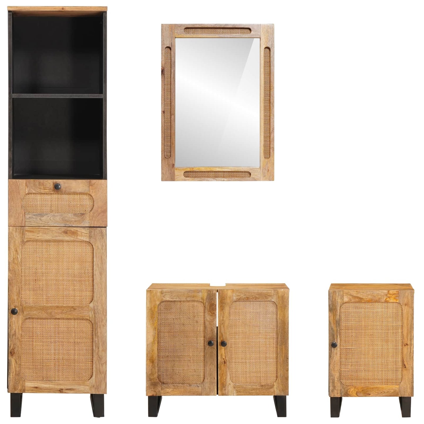 Badkamer Sets met lade met plank Naturel Massief Mango Hout is nu te koop bij PeponiXL, paradijselijk wonen!