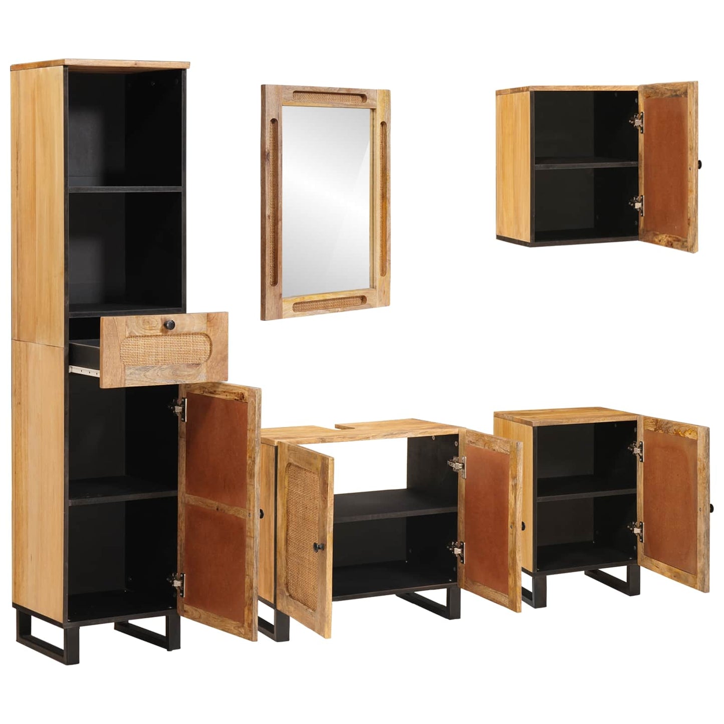 Badkamer Sets met lade met plank Naturel Massief Mango Hout is nu te koop bij PeponiXL, paradijselijk wonen!