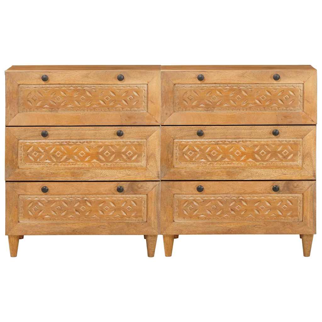 Dressoir 2 pcs Bruin 60 x 33 x 75 cm massief mangohout is nu te koop bij PeponiXL, paradijselijk wonen!