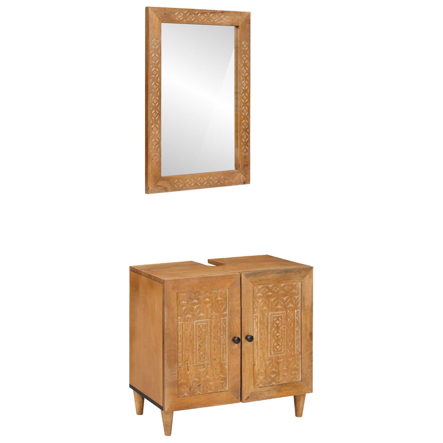 Badkamermeubelset met plank met opslag 2 pcs Bruin Bewerkt hout is nu te koop bij PeponiXL, paradijselijk wonen!