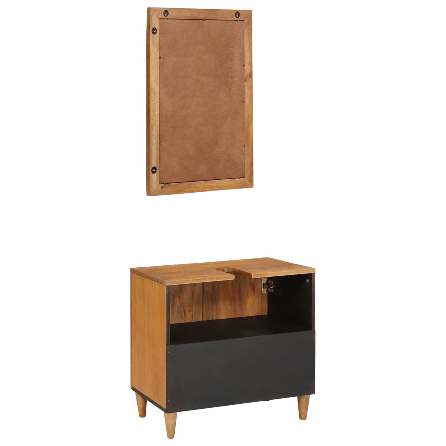 Badkamermeubelset met plank met opslag 2 pcs Bruin Bewerkt hout is nu te koop bij PeponiXL, paradijselijk wonen!