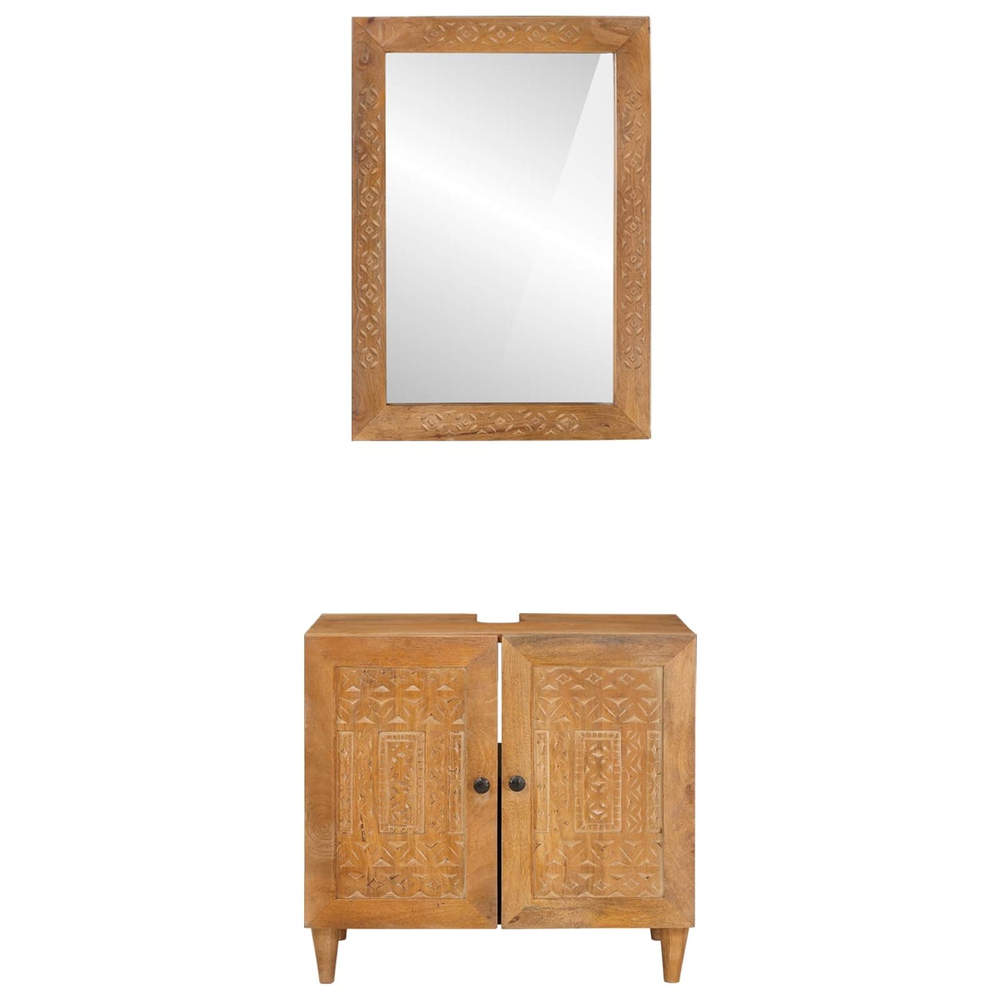 Badkamermeubelset met plank met opslag 2 pcs Bruin Bewerkt hout is nu te koop bij PeponiXL, paradijselijk wonen!