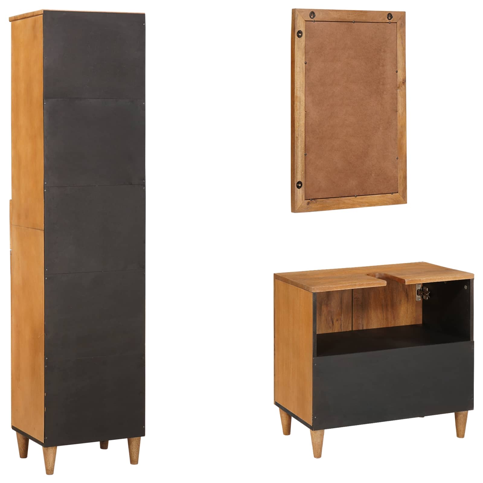 Badkamermeubelset met lade met plank 3 pcs Bruin Bewerkt hout is nu te koop bij PeponiXL, paradijselijk wonen!
