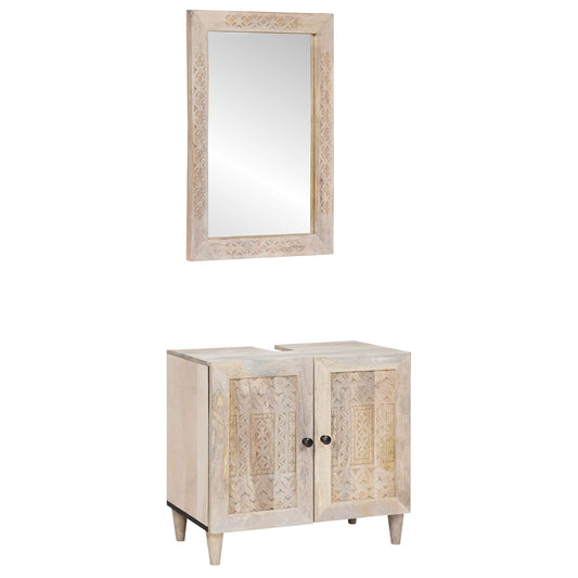 Badkamermeubelset met plank met opslag 2 pcs Wit Bewerkt hout is nu te koop bij PeponiXL, paradijselijk wonen!