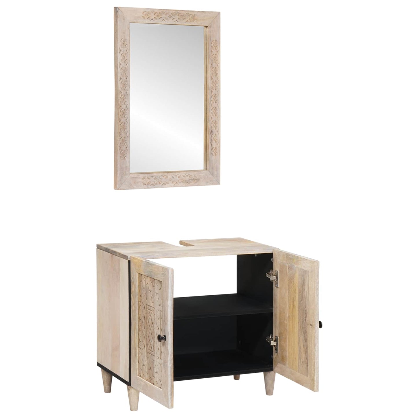 Badkamermeubelset met plank met opslag 2 pcs Wit Bewerkt hout is nu te koop bij PeponiXL, paradijselijk wonen!