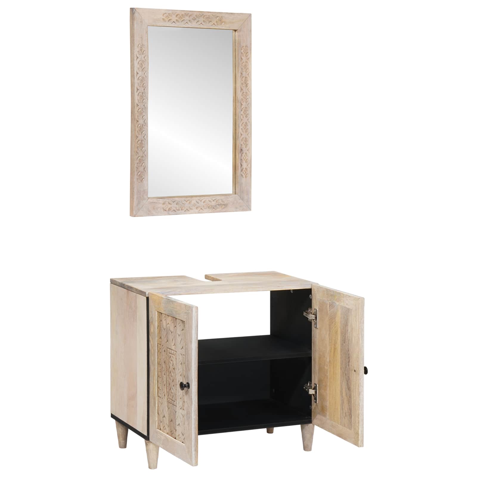 Badkamermeubelset met plank met opslag 2 pcs Wit Bewerkt hout is nu te koop bij PeponiXL, paradijselijk wonen!