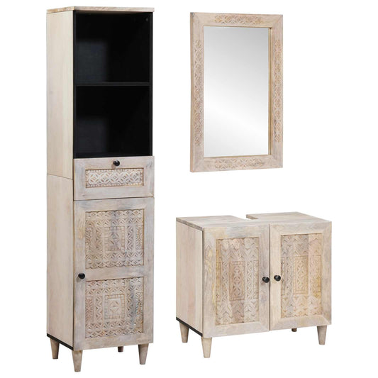 Badkamermeubelset met lade met plank 3 pcs Wit Bewerkt hout is nu te koop bij PeponiXL, paradijselijk wonen!