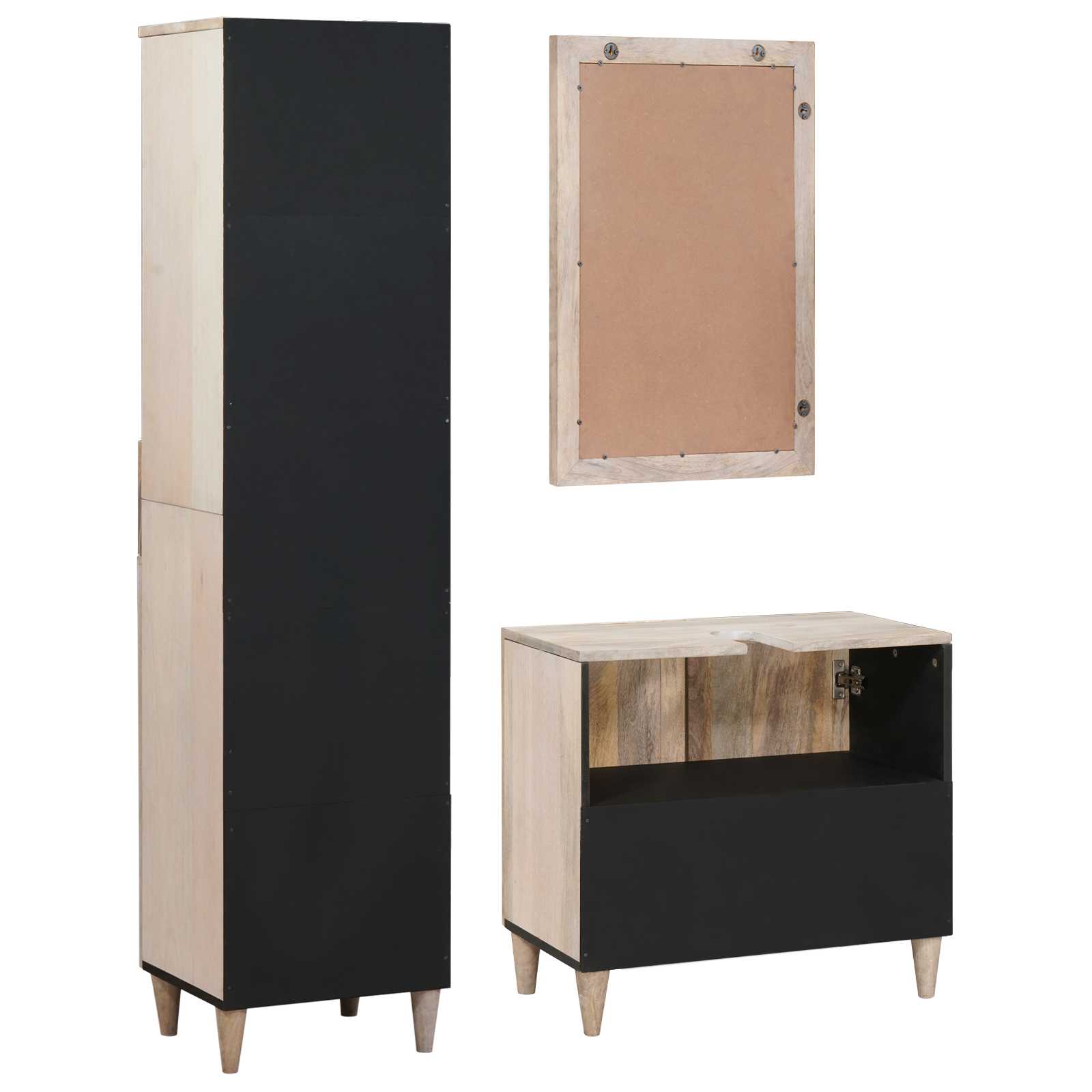 Badkamermeubelset met lade met plank 3 pcs Wit Bewerkt hout is nu te koop bij PeponiXL, paradijselijk wonen!
