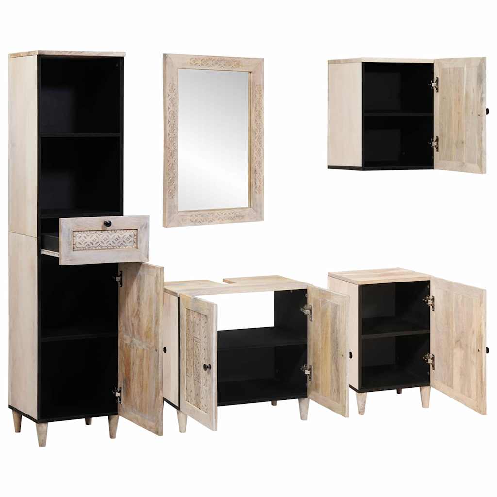 Badkamermeubelset met lade met plank 5 pcs Wit Bewerkt hout is nu te koop bij PeponiXL, paradijselijk wonen!