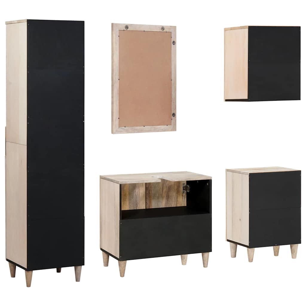 Badkamermeubelset met lade met plank 5 pcs Wit Bewerkt hout is nu te koop bij PeponiXL, paradijselijk wonen!