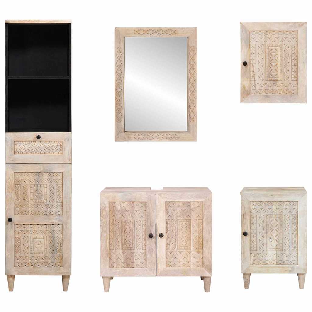 Badkamermeubelset met lade met plank 5 pcs Wit Bewerkt hout is nu te koop bij PeponiXL, paradijselijk wonen!