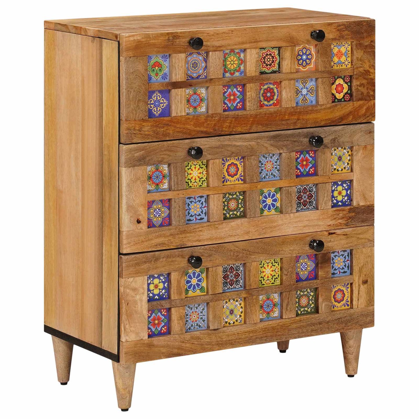 Dressoir 2 pcs Naturel 60 x 33 x 75 cm Massief Mango Hout