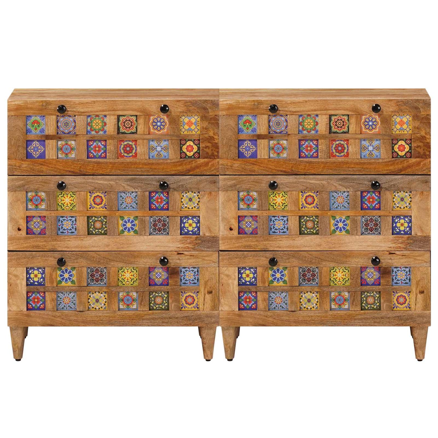 Dressoir 2 pcs Naturel 60 x 33 x 75 cm Massief Mango Hout