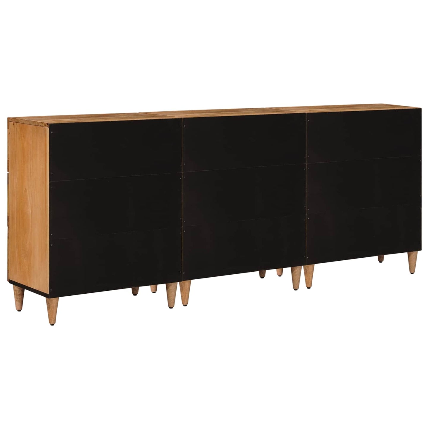 Dressoir 3 pcs Naturel 60 x 33,5 x 75 cm Massief Mango Hout