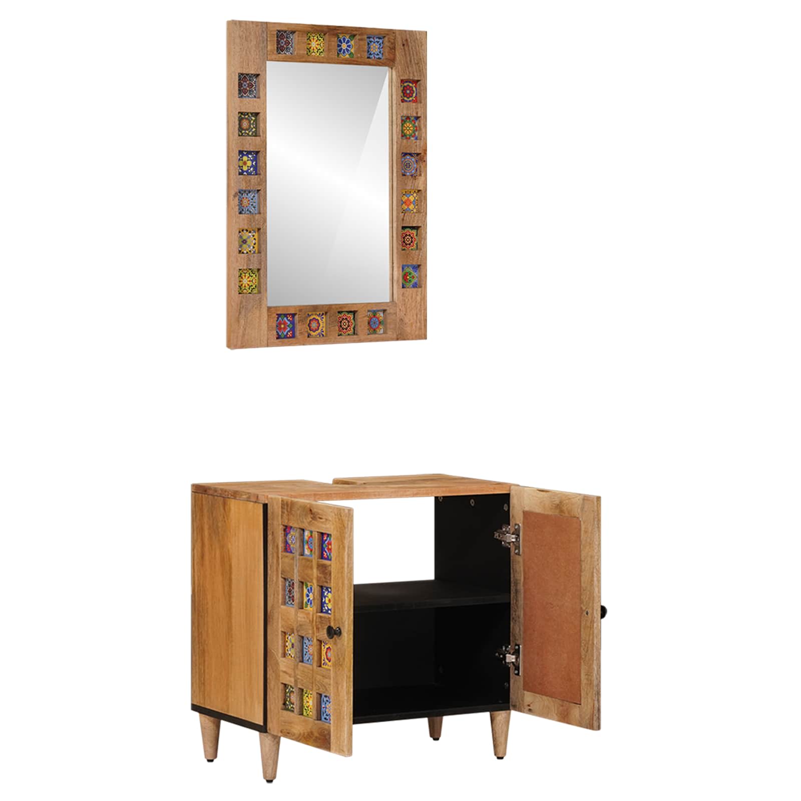 Badkamermeubelset met opslag 2 pcs Naturel Massief Mango Hout is nu te koop bij PeponiXL, paradijselijk wonen!