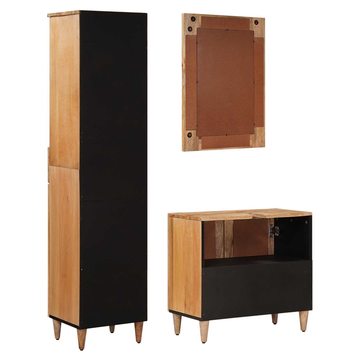 Badkamermeubelset met lade 3 pcs Naturel Massief Mango Hout is nu te koop bij PeponiXL, paradijselijk wonen!