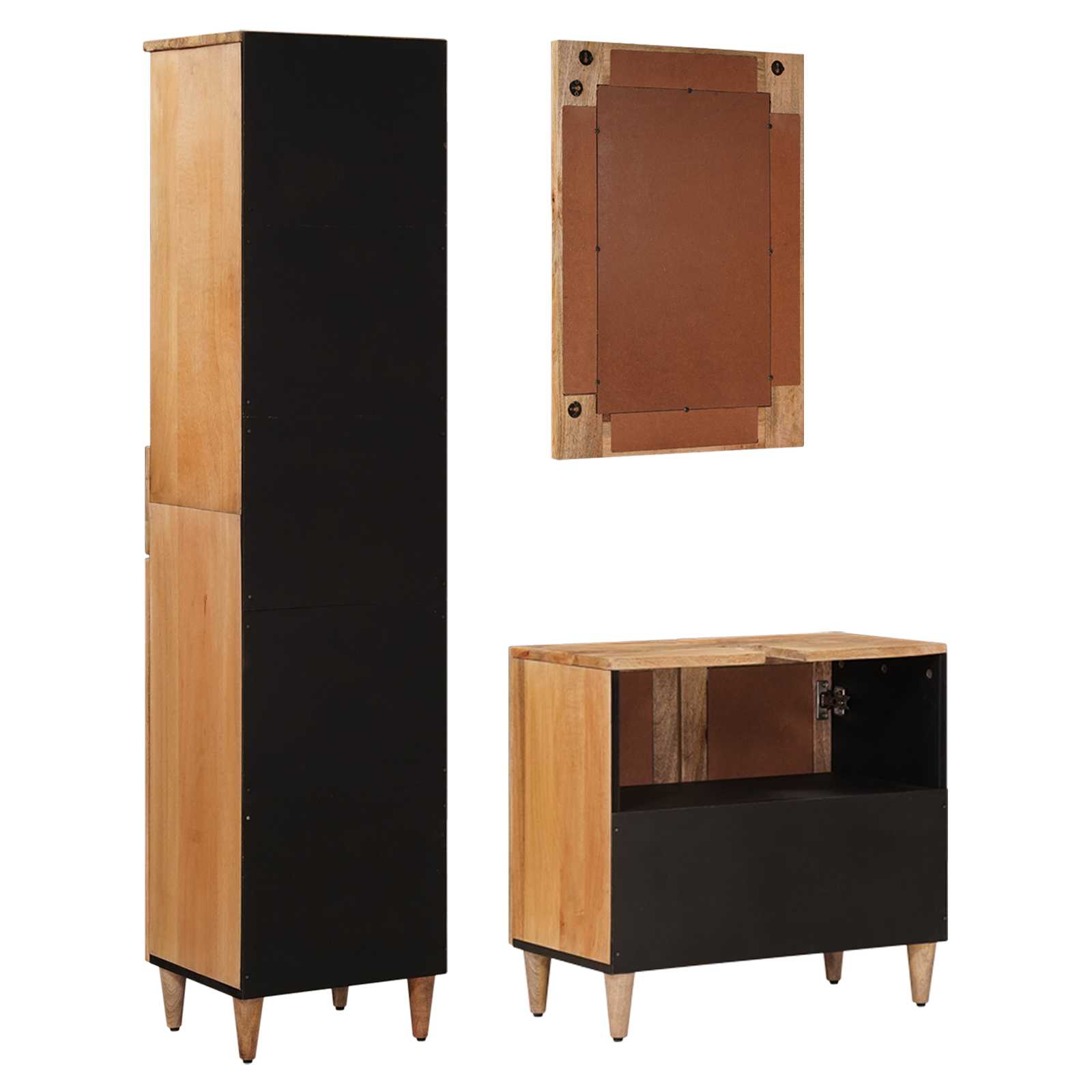 Badkamermeubelset met lade 3 pcs Naturel Massief Mango Hout is nu te koop bij PeponiXL, paradijselijk wonen!