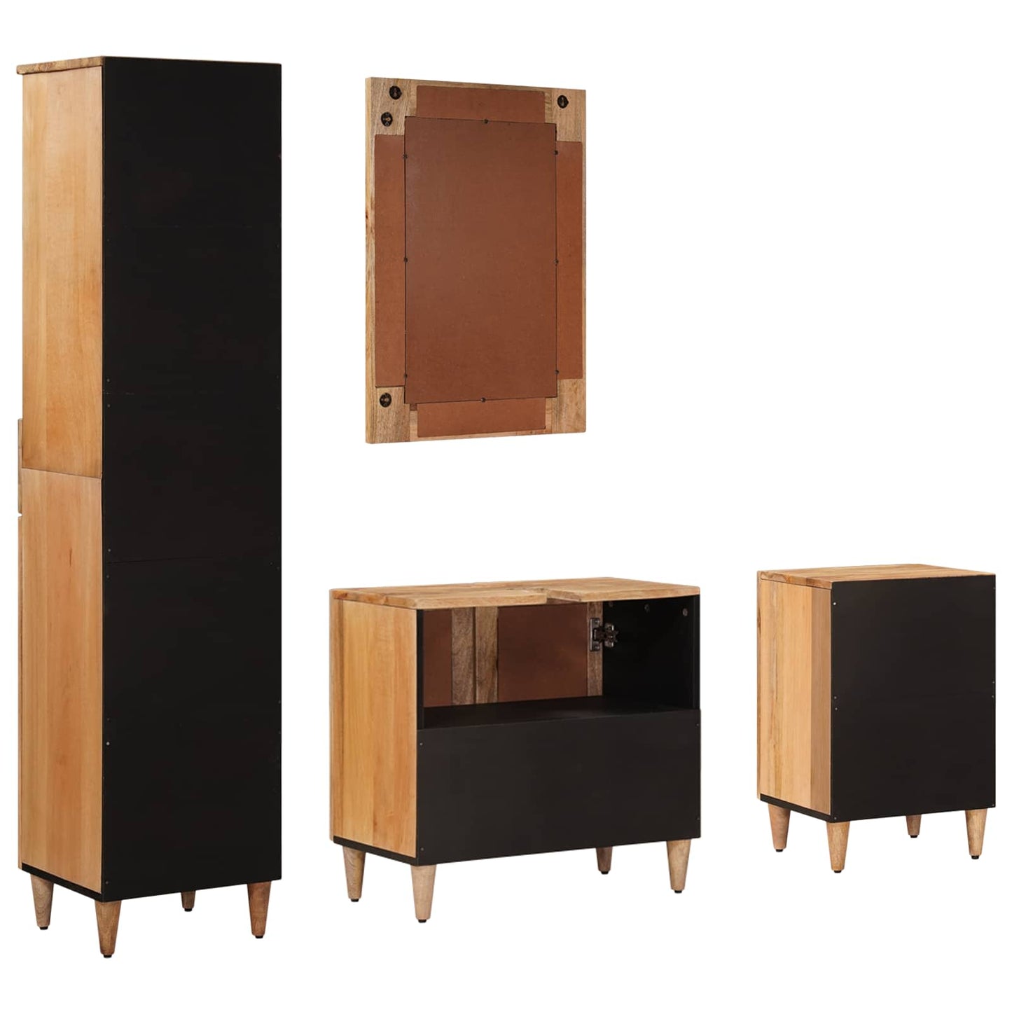Badkamermeubelset met lade 4 pcs Naturel Massief Mango Hout is nu te koop bij PeponiXL, paradijselijk wonen!